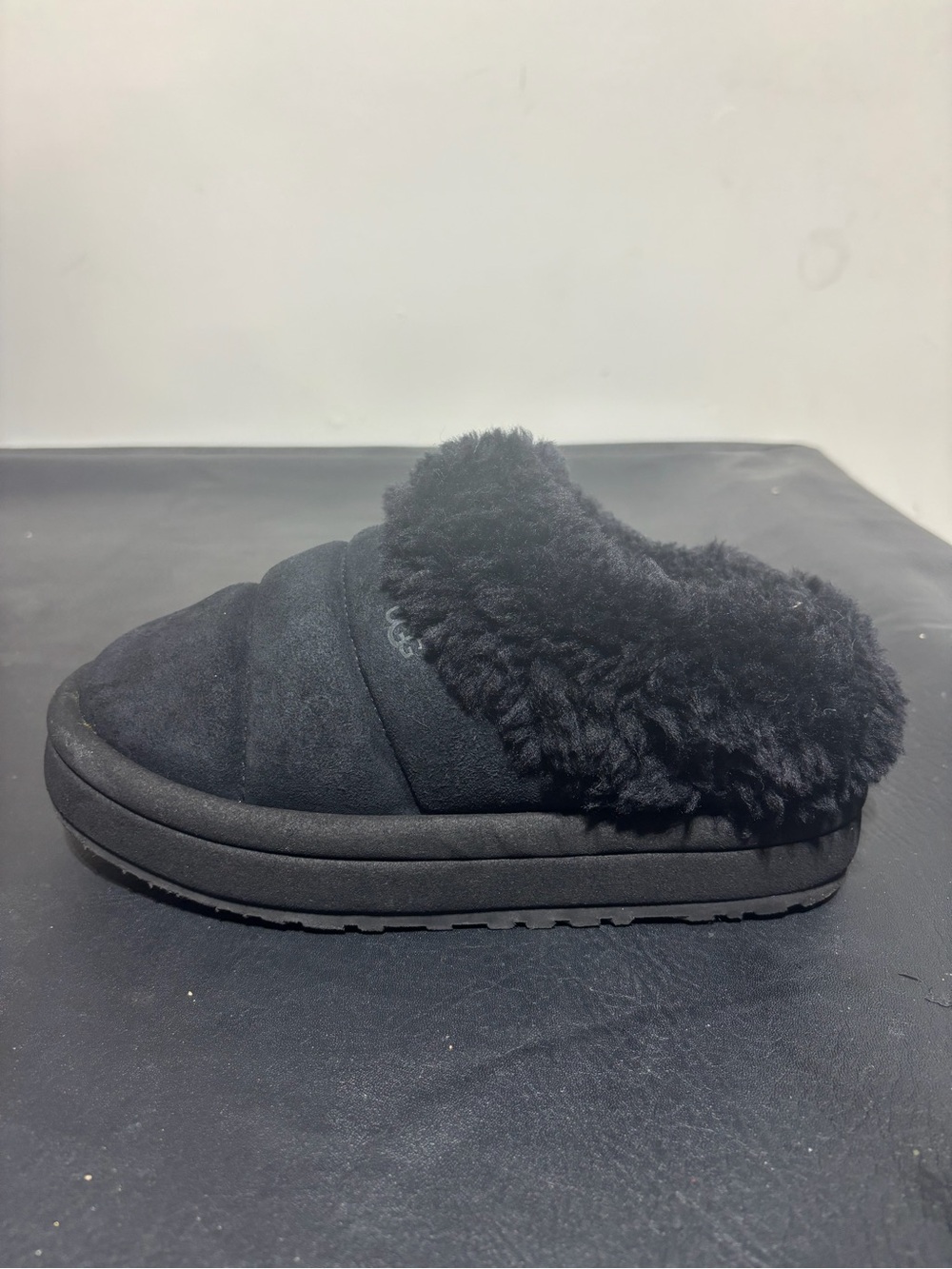 UGG Black Plush Slip-On Shearling Clog